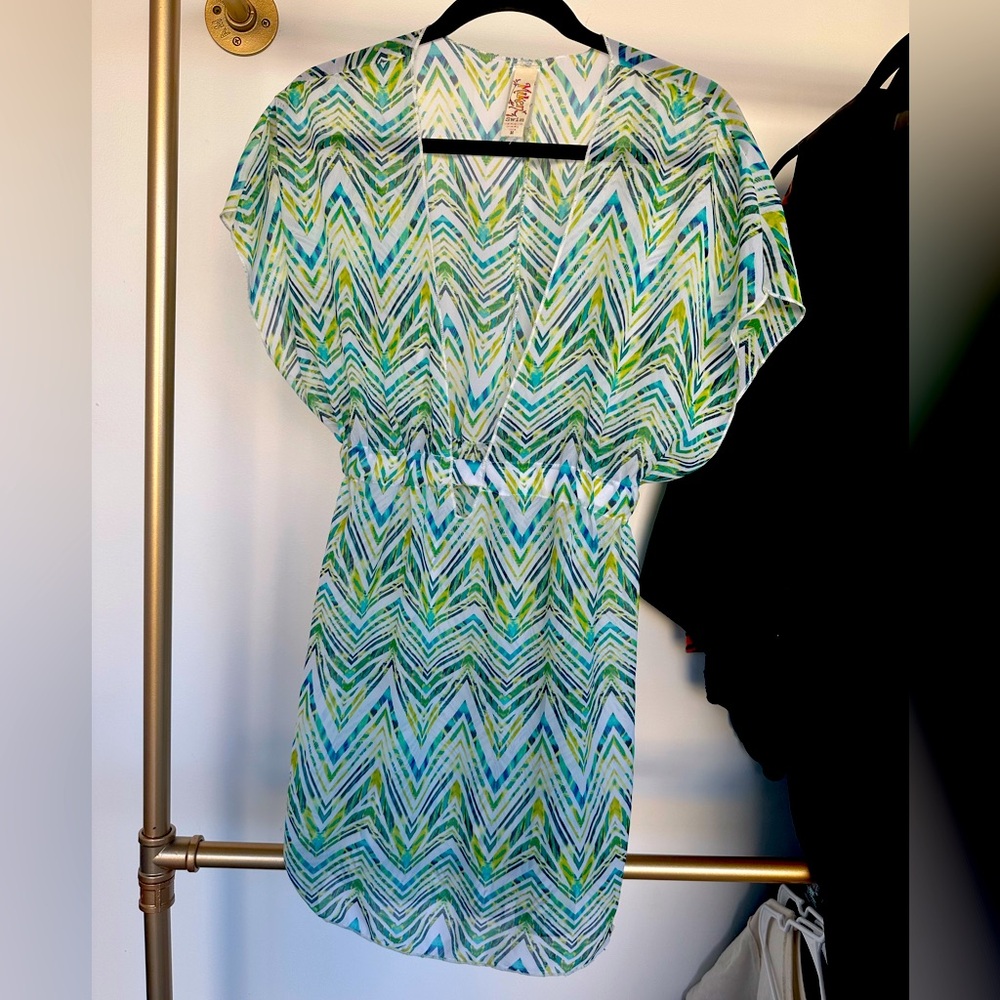 Miken Swim Chevron Print Cover-Up Dress - Size M